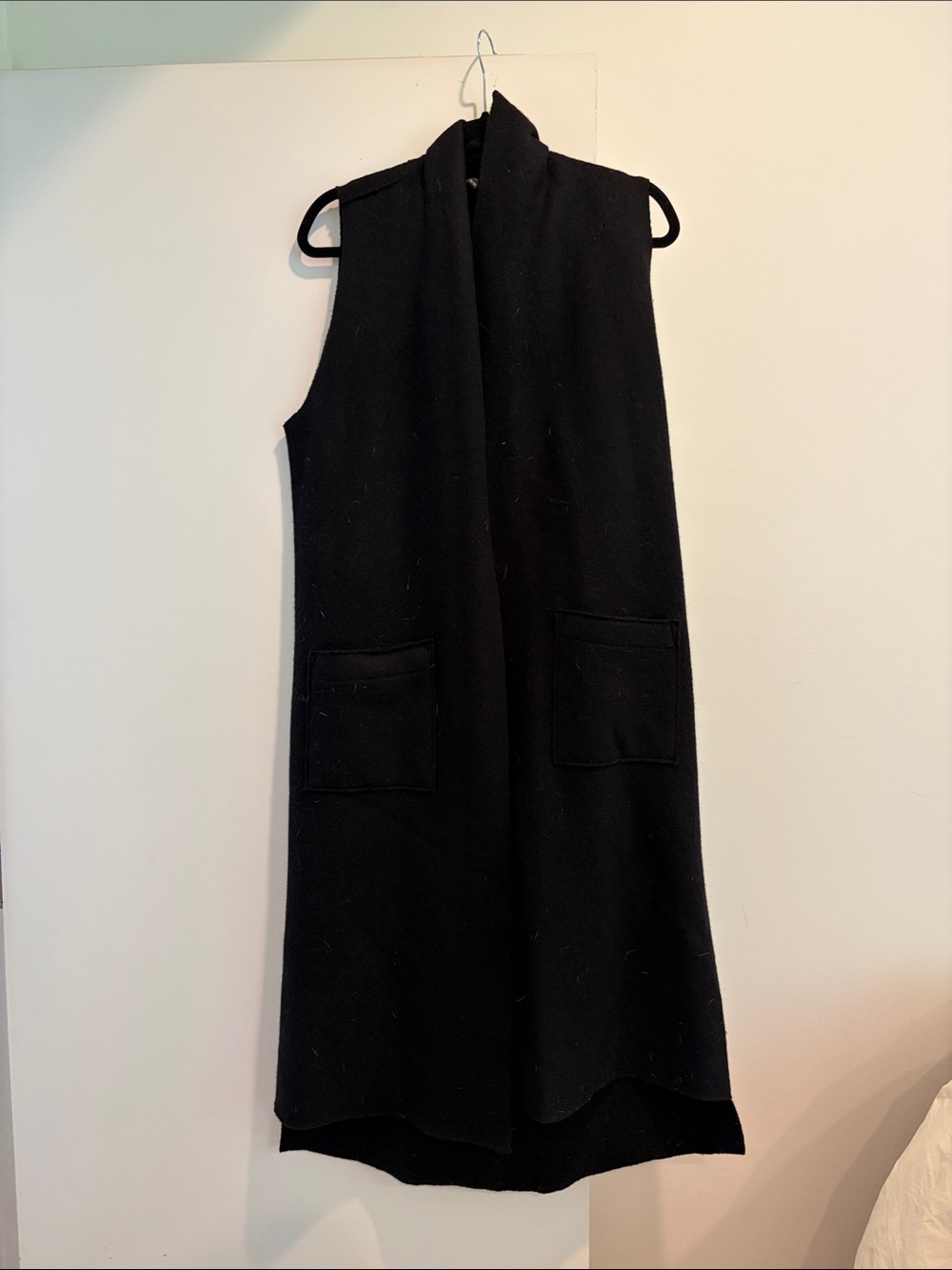 Eileen Fisher Black Sleeveless Long Knit Vest